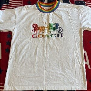 Coach White T-Shirt with Rainbow Accents